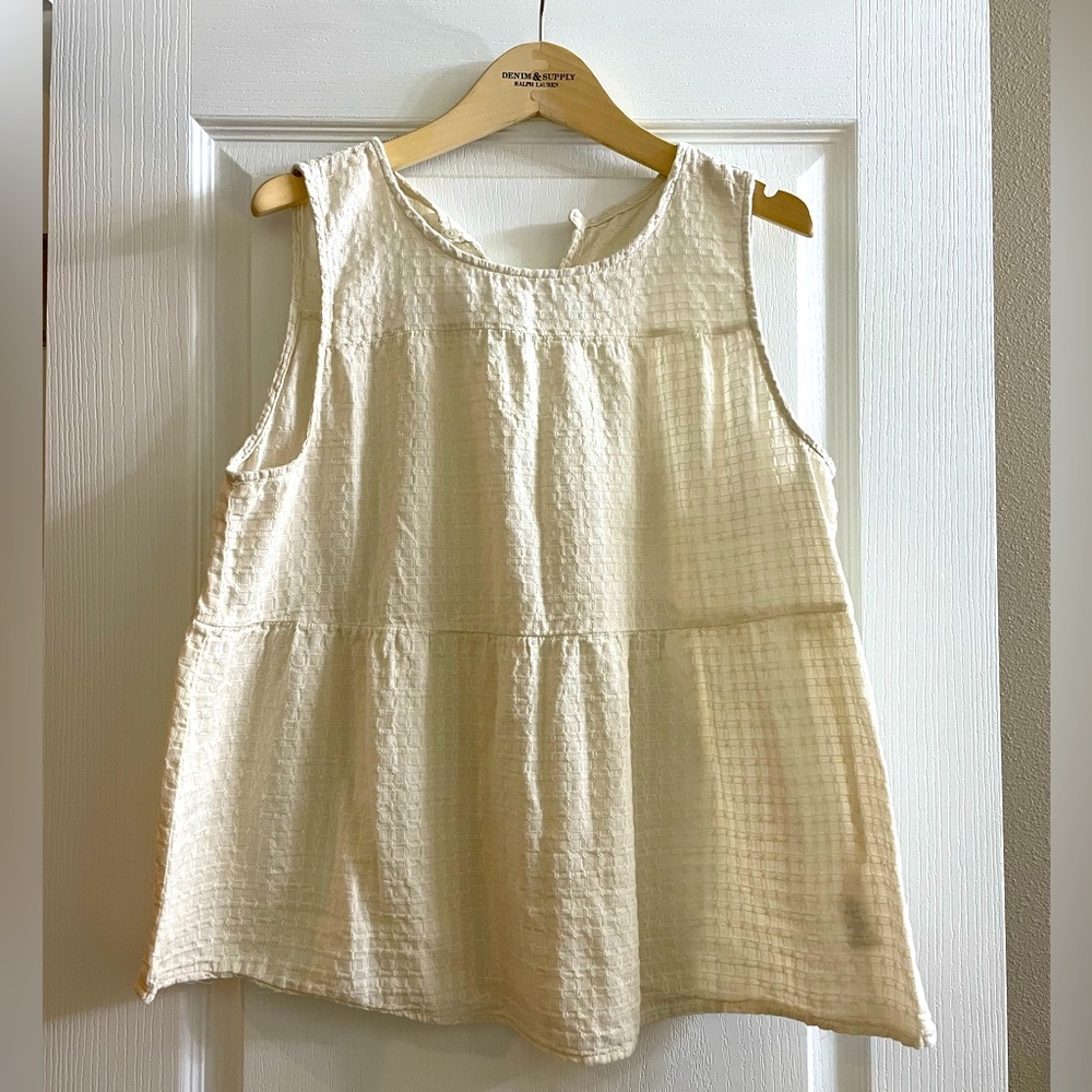 Waffle Textured Cream Babydoll Tank